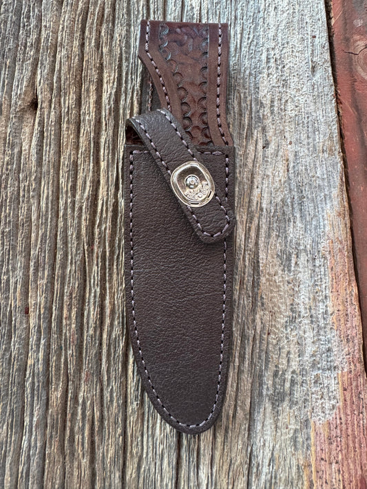 Randall Combat Companion Sheath in Exotic Cape Buffalo in Dark Brown Leather from Treeman.