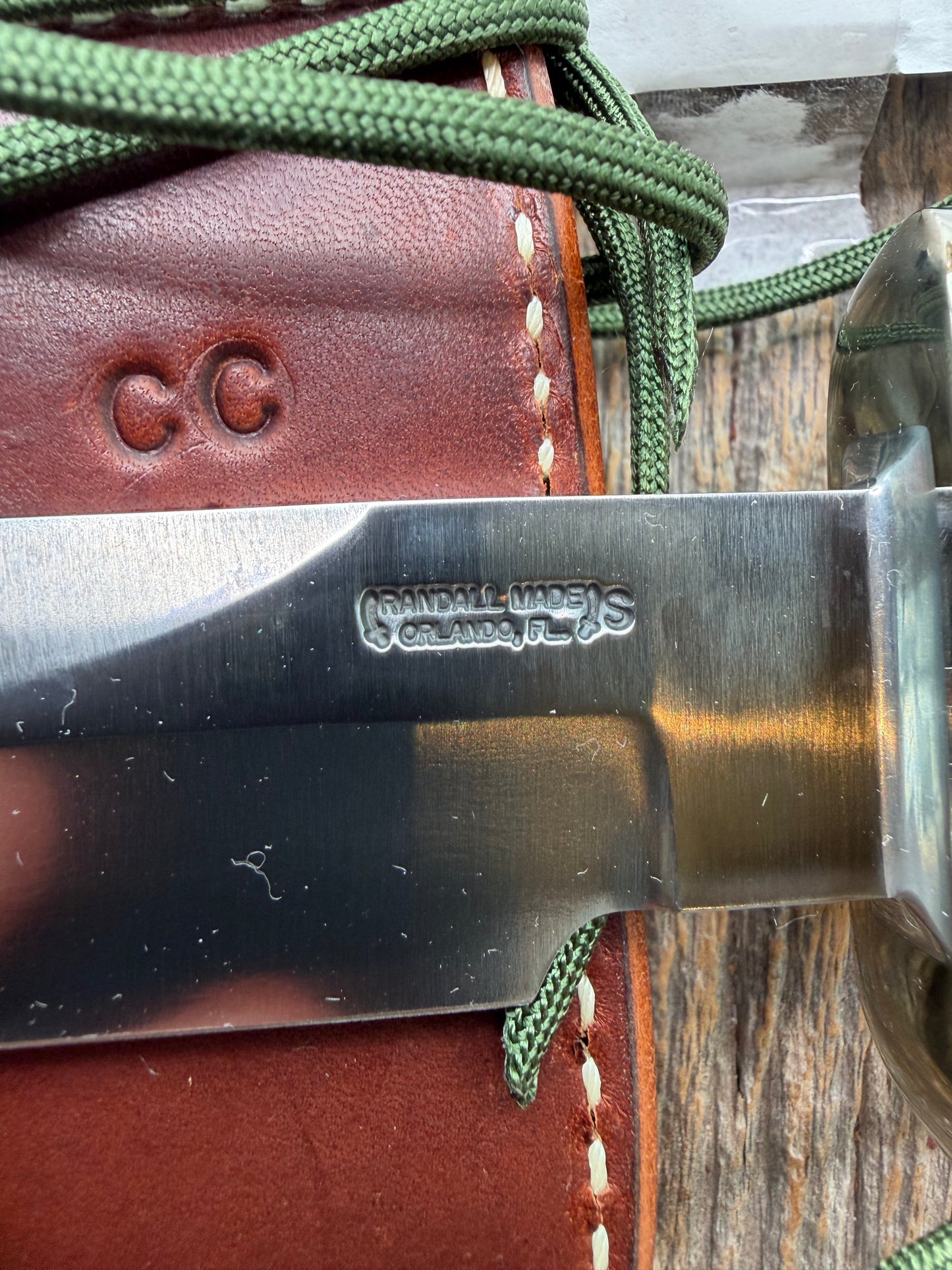 New in Paper Randall Knife Model Combat Companion Green Micarta Handle Stainless Steel, Nickel  Silcer Hilt, Lanyard. Sawteeth