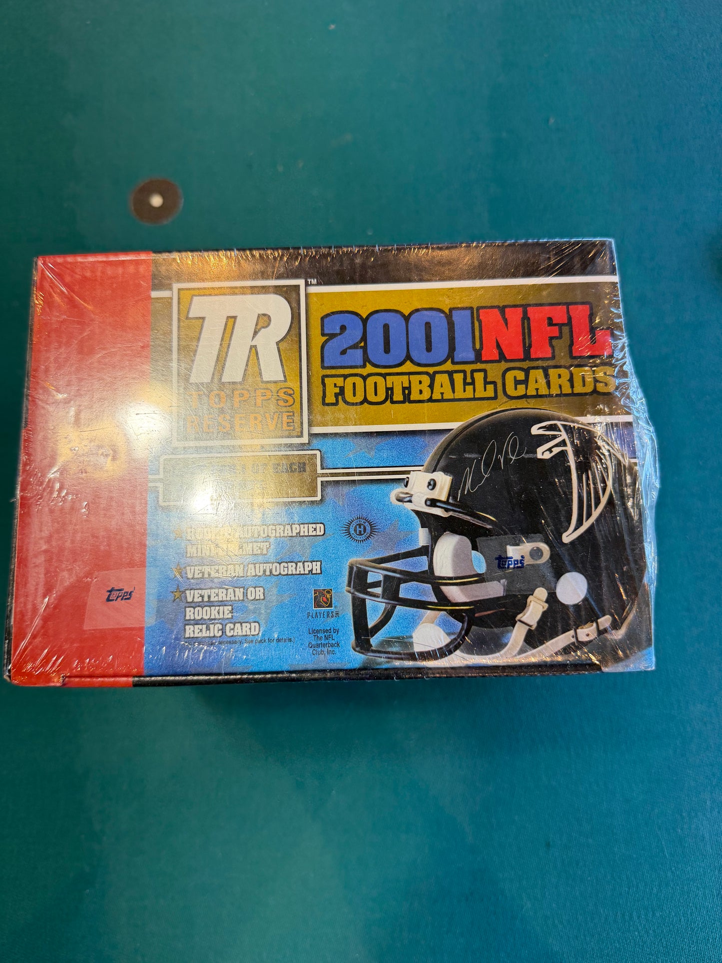 2001 Topps Reserve Football Hobby Unopened Box Drew Brees Rookie Year 10 packs per box, 5 Cards per pack and an autographed Mini Helmet. Rare Box still sealed from 35 years ago.