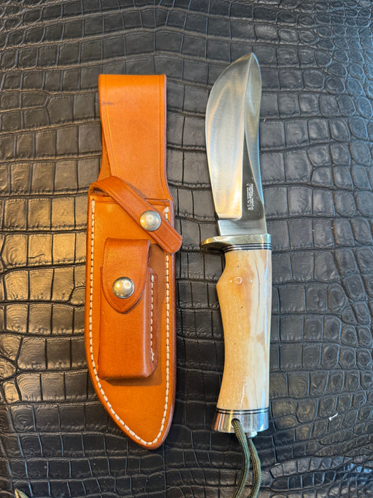 Randall Model RBS Bowles Dealer Special in a gorgeous piece of Creamy Fossil Walrus Ivory. Nickel Silver Hilt and butt cap. #118