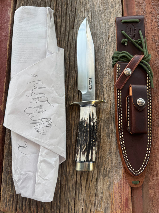 New in paper Randall Model 14 CDT with a fat piece of Popcorn Stag. Nickel silver Hilt and Butt cap.