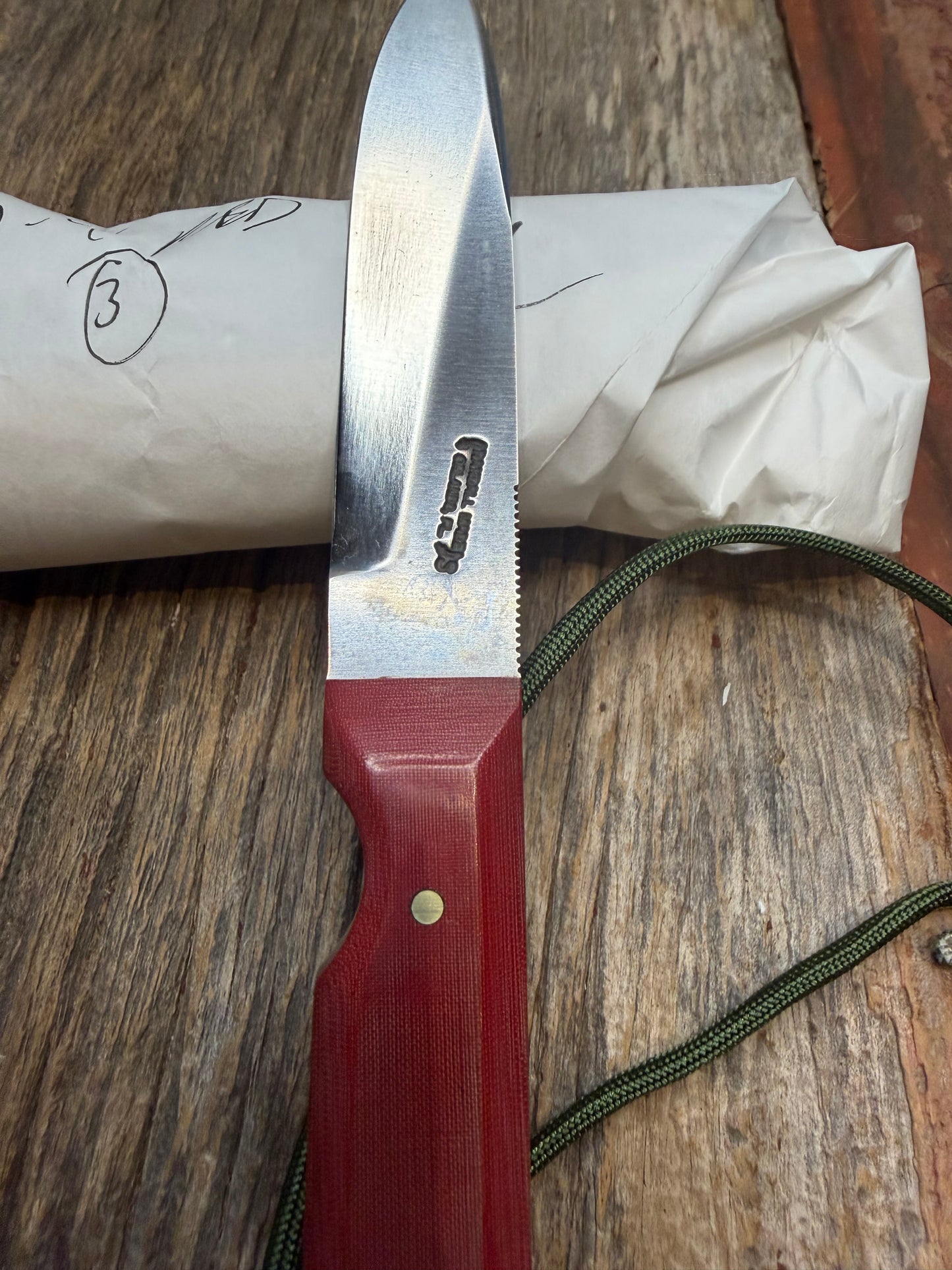 New in Paper Randall Knife Model 10-4 Fisherman Red Micarta Handle Stainless Steel