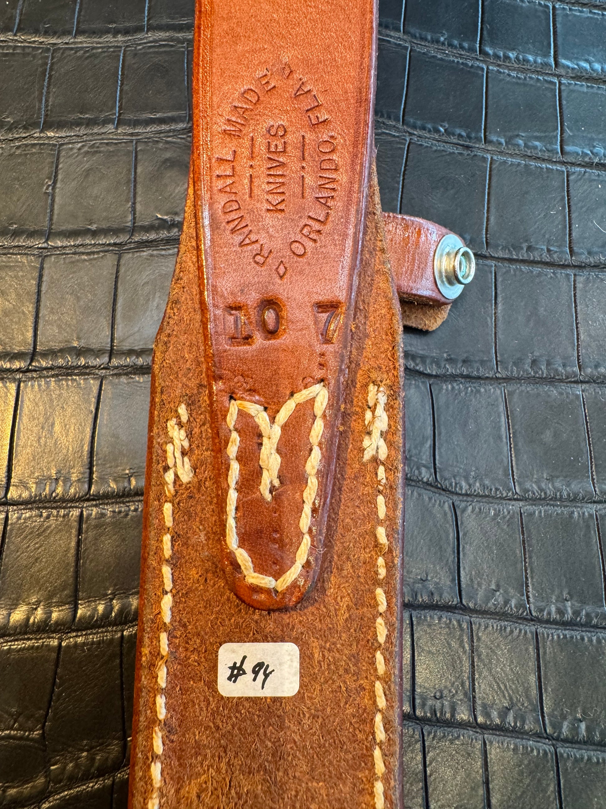 Randall Model 10-7 Sheath in Tan Leather made by Johnson Sheaths in the 90’s for Randall Knives.