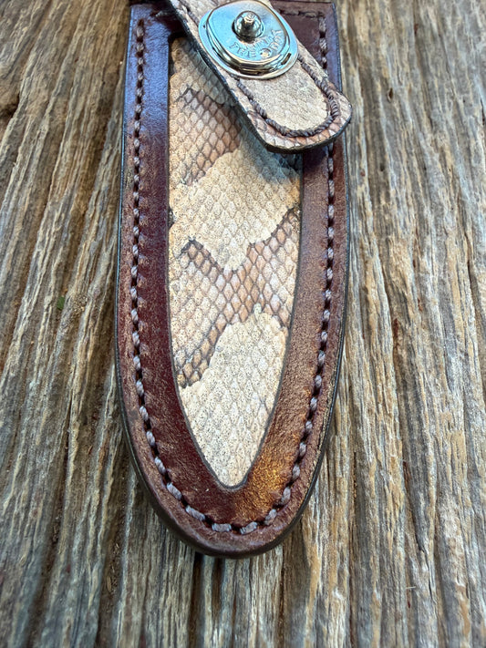 Randall Model 8-4 Sheath in Exotic Eastern Copperhead from Treeman Sheaths. Stunning colors and pattern.