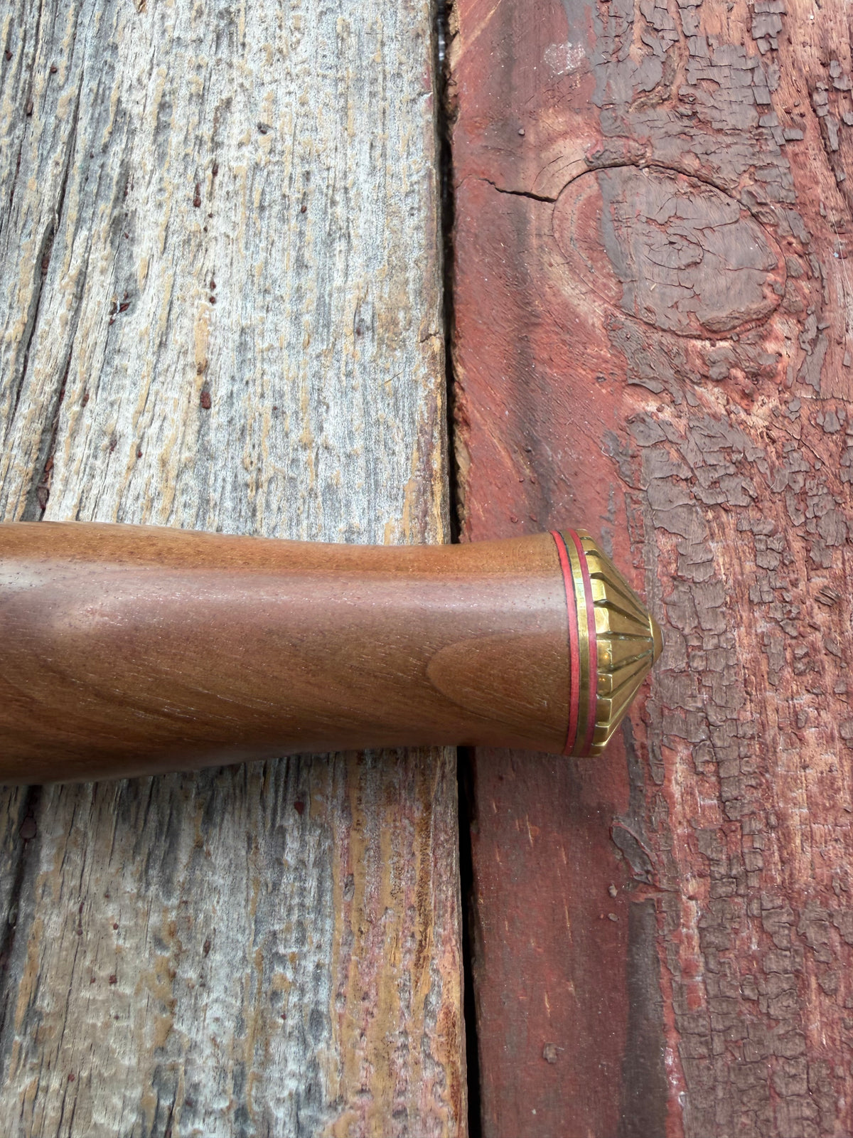 Nice Randall Knife Model 2-5 Brass Hilt, red and gold spacers, coolie Butt cap, Stainless Blade, Walnut Handle