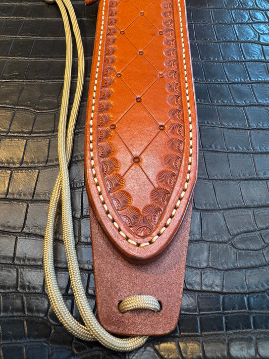 Randall Model 12-9C Sheath in a highly detailed Tooled Leather Custom Made at Sullivan’s by Gutcher.