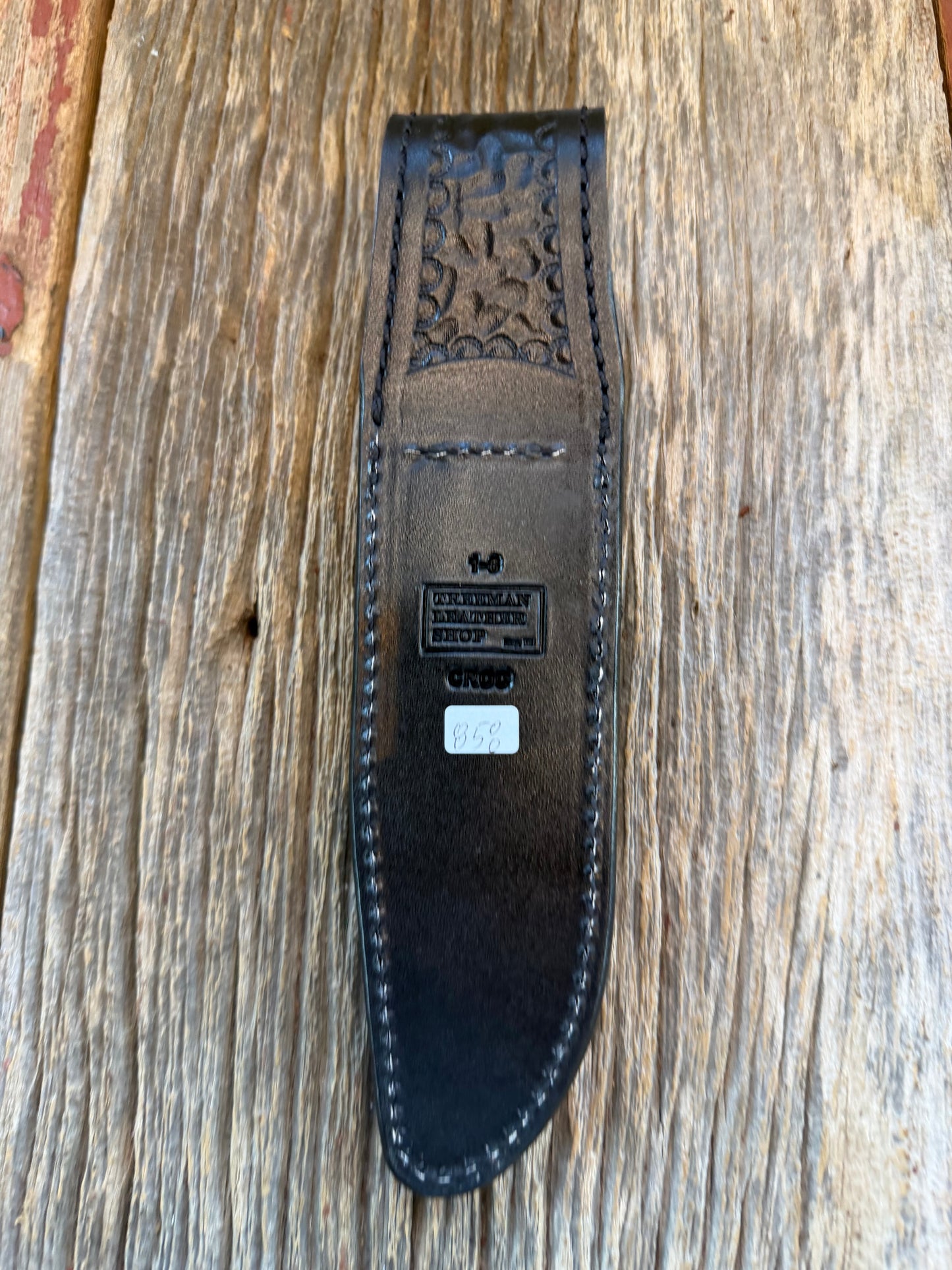 New Randall Model 1-6 Sheath in Exotic Black Crocodile from Treeman. Black canteen Snap .. Johnny Cash Style … All Black.