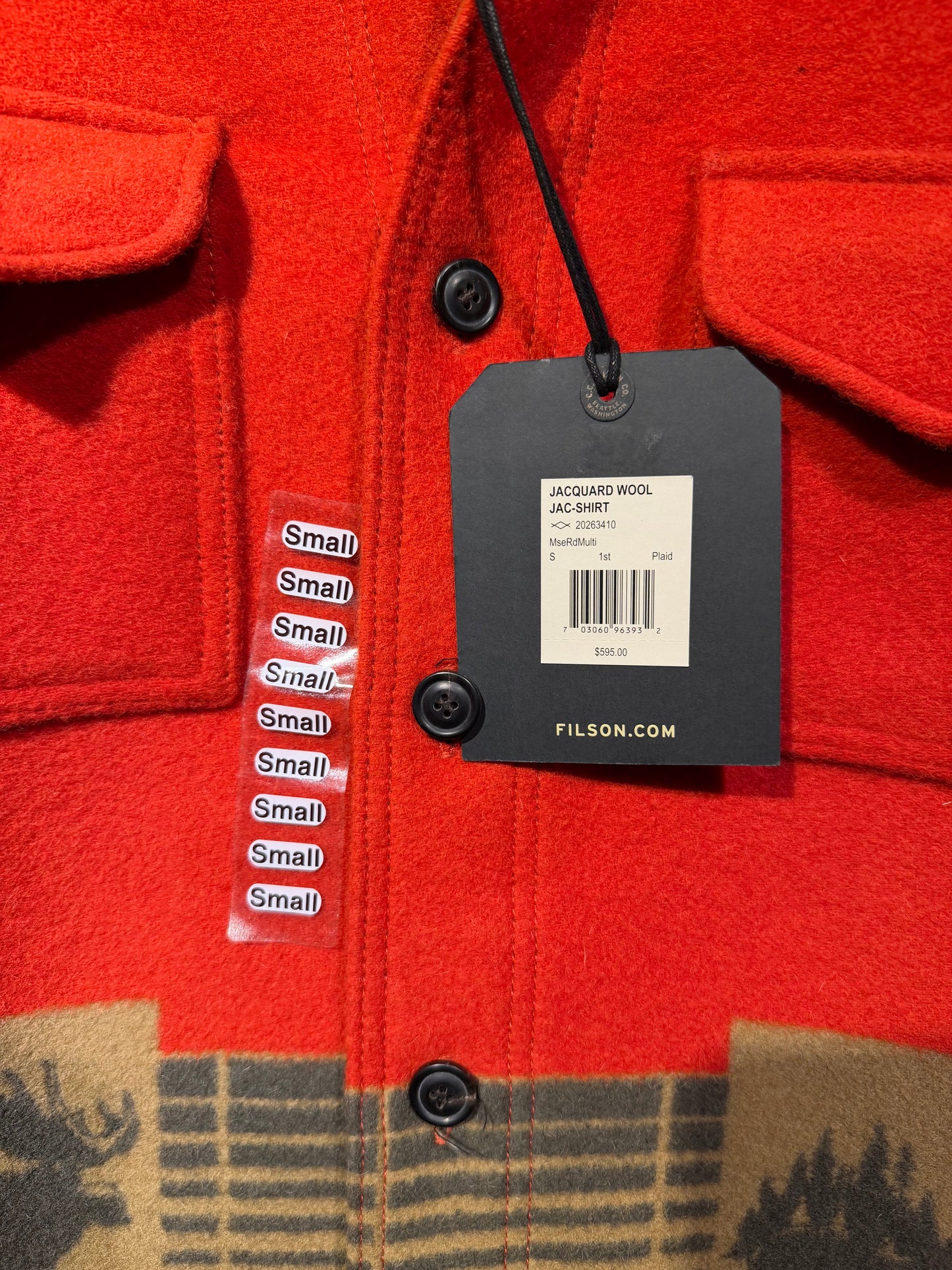 NWT Filson Jacquard Wool Jac Shirt Moose Men's Small NWT MSRP $595