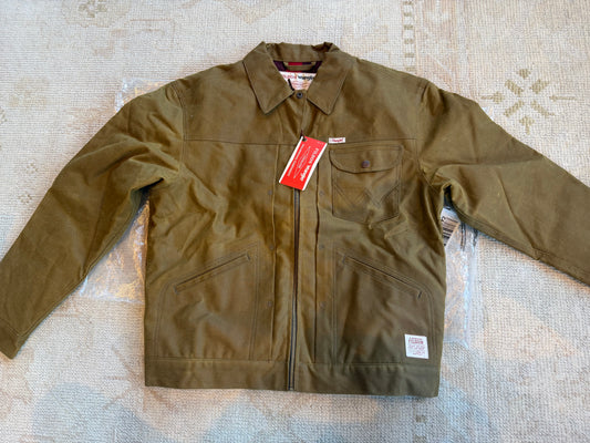 NWT WRANGLER X FILSON ADVENTURE Waxed Tin Cloth, JACKET DARK TAN Size M SOLD OUT