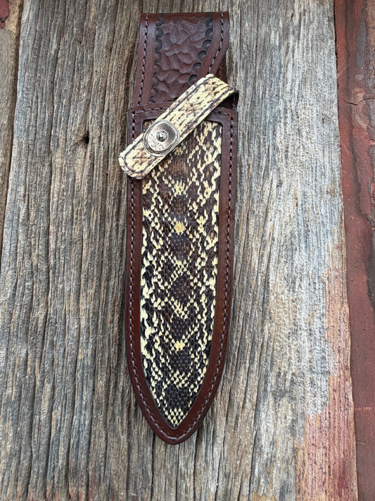 Randall Model Clinton Special Sheath in Exotic West Texas Yellow Gopher Snake from Treeman Sheaths. Incredible color on this one!!