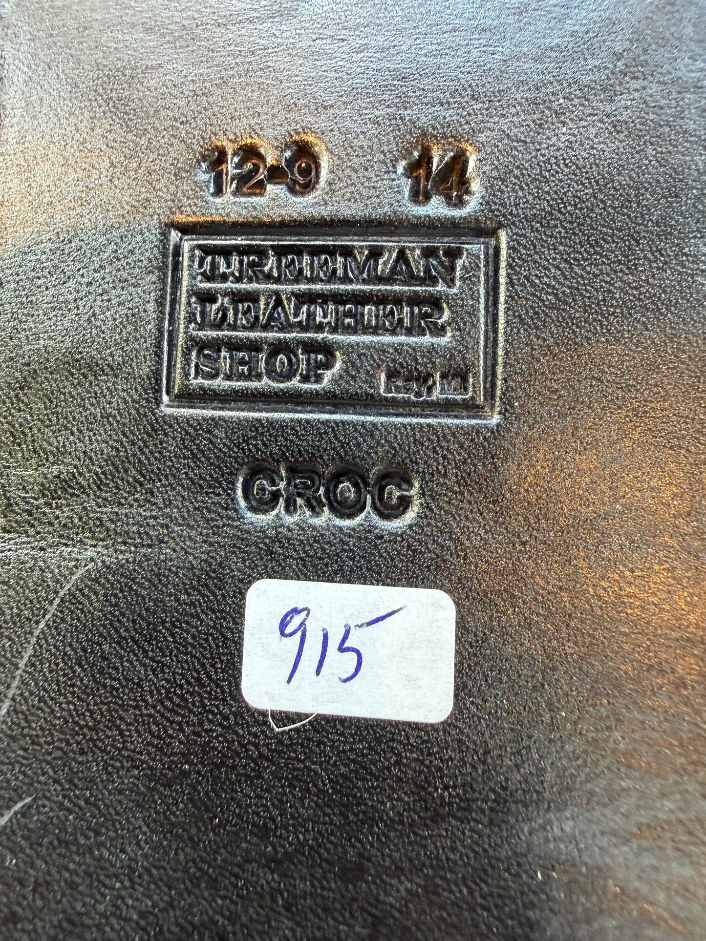 New Randall Model 12-9 Sheath in Exotic Black/Grey Matte Crocodile from Treeman with the newest Black Canteen snap.