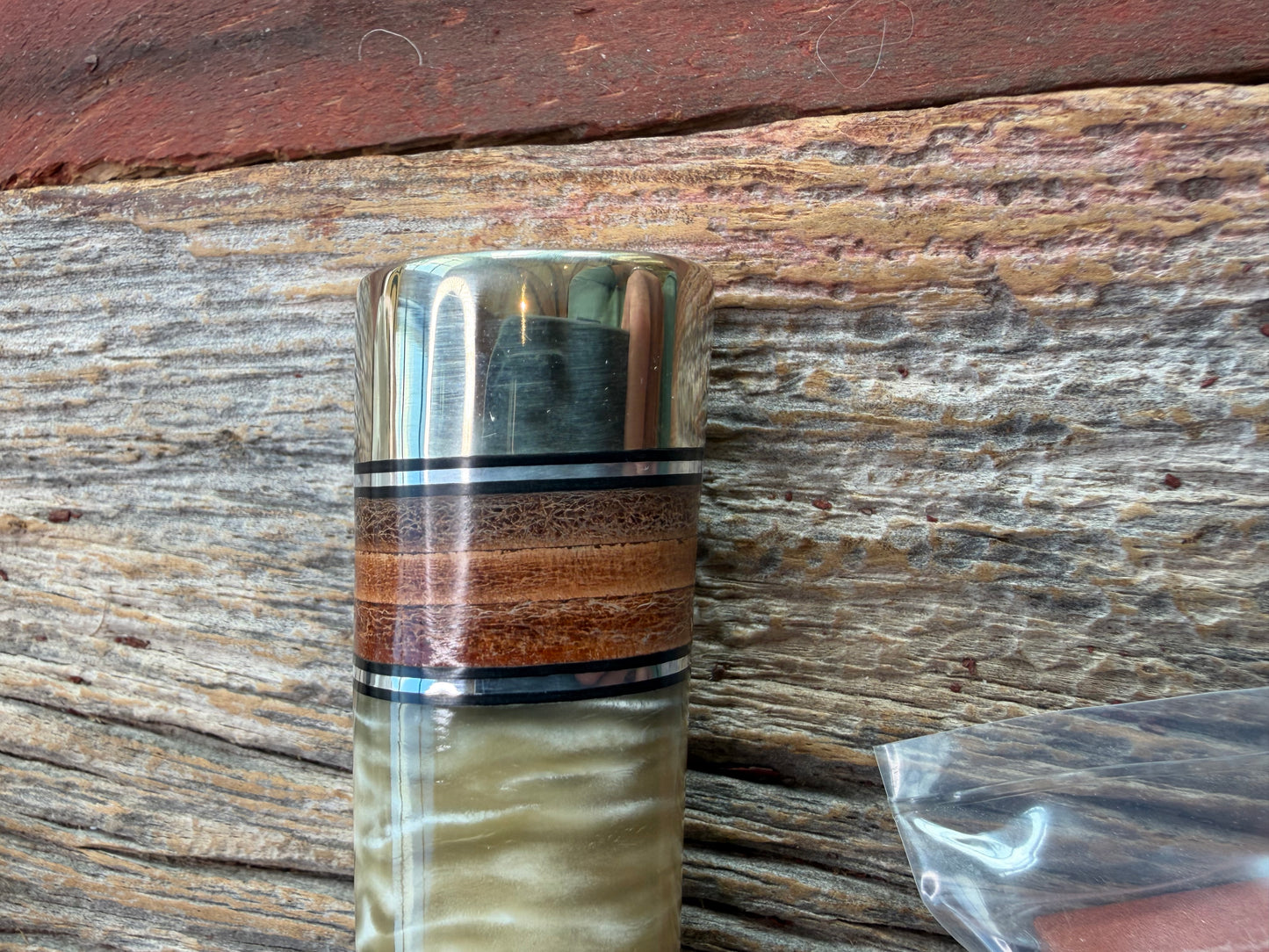 Randall Knife Model 26 Pathfinder (new in paper) Beautiful piece of Musk Ox Black and Aluminum and leather spacers, NSH and buttcap.