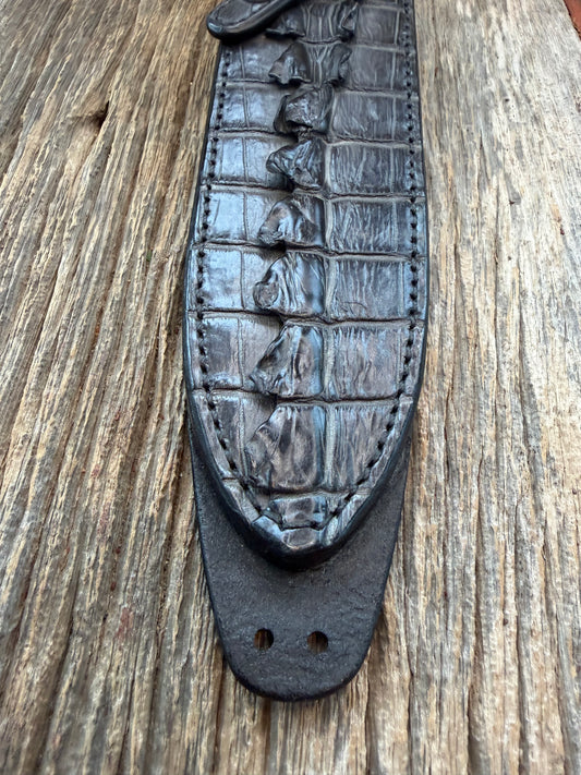 Randall Model Clinton Special Sheath in Exotic Black Crocodile tail Custom Made at Sullivan’s by Gutcher.