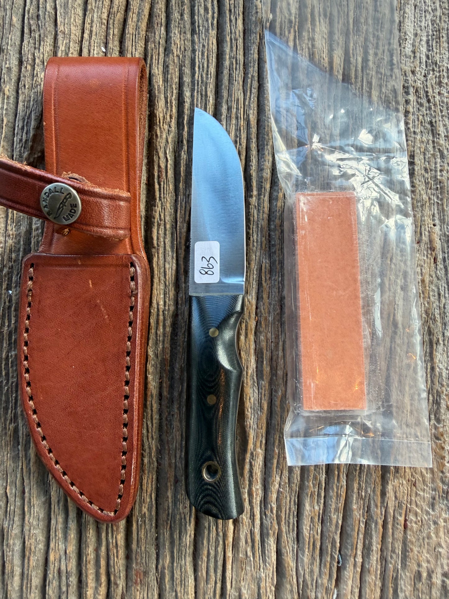 Randall Knife Model 10-3 Fisherman Black Micarta Stainless Steel Lanyard