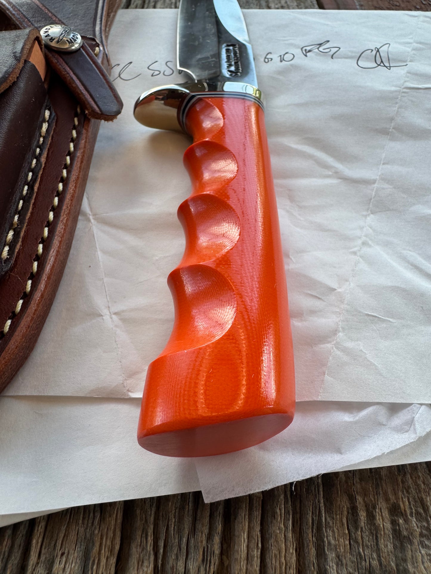 New in Paper Randall Knife Model Combat Companion Orange G10 Handle Stainless Steel, NSH Nickel Silver Single Hilt, Finger grooves