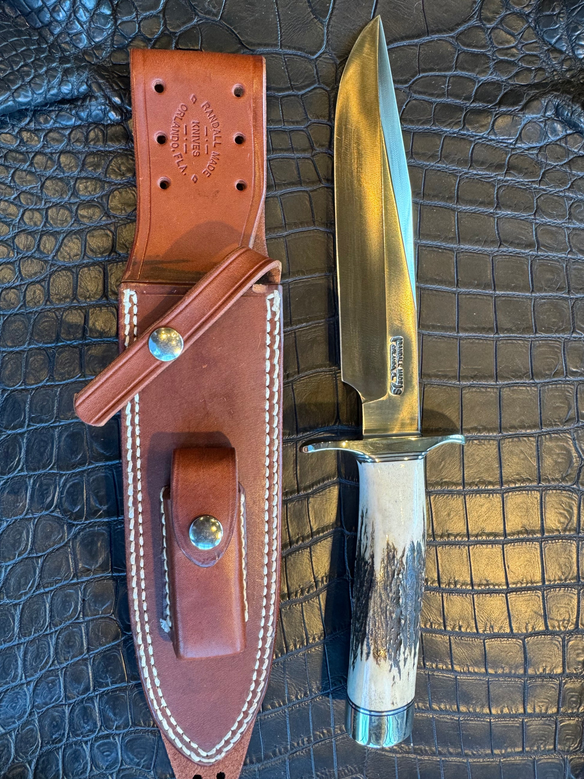 Nice Randall Knife 14-7 1/2 Stag Nickel Silver Hilt + Buttcap Stainless Steel Blade