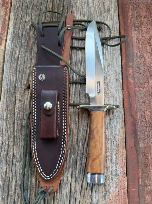 Randall Knife Model 14-7.5 Thuya Burl Handle with fissure, SS , NSH, black silver spacers