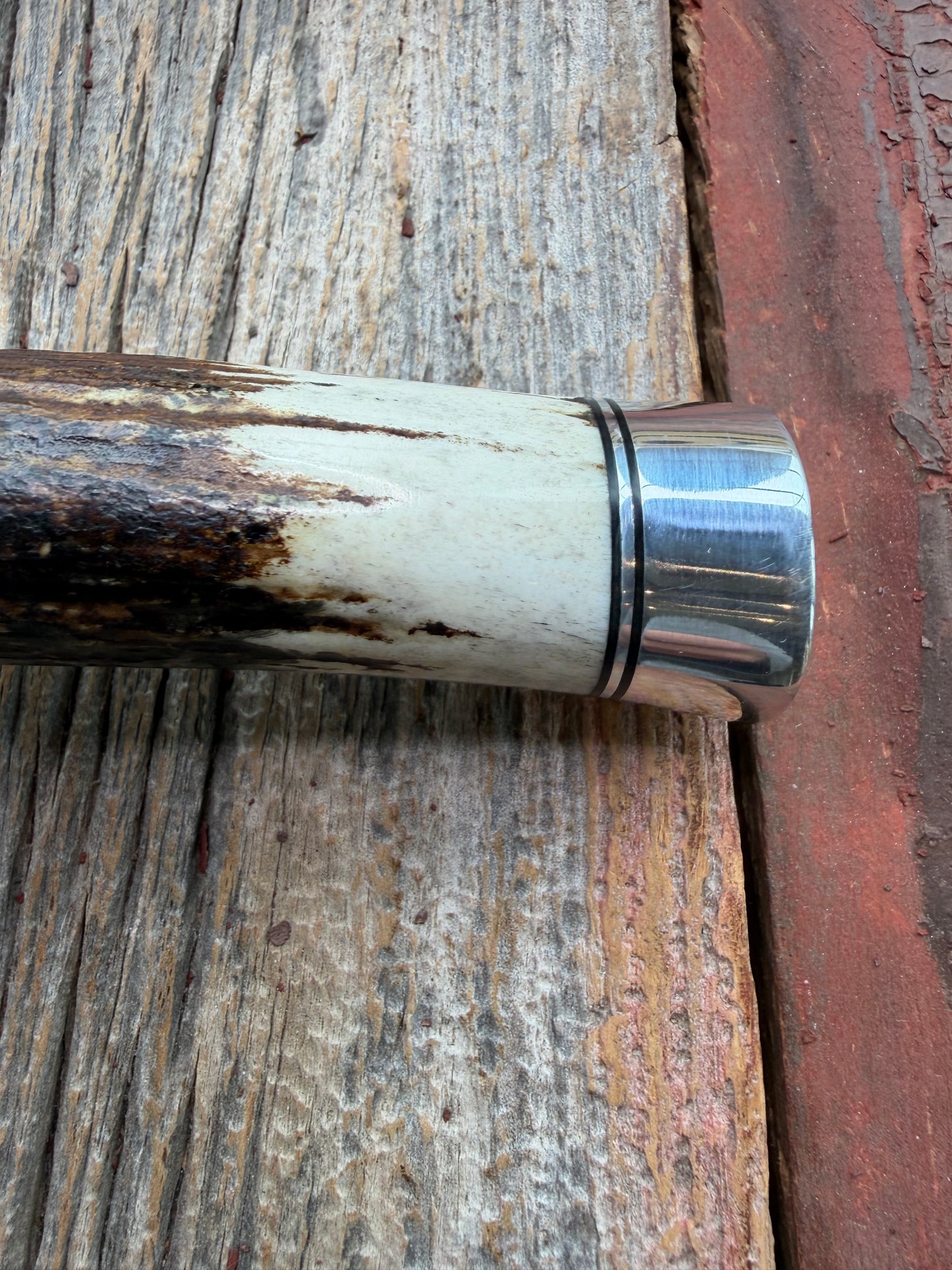 New in Paper Randall Made Knife Model 1-7 Stag , Stainless, Black and Aluminum spacers, Nickel Silver Hilt, Aluminum butt cap.