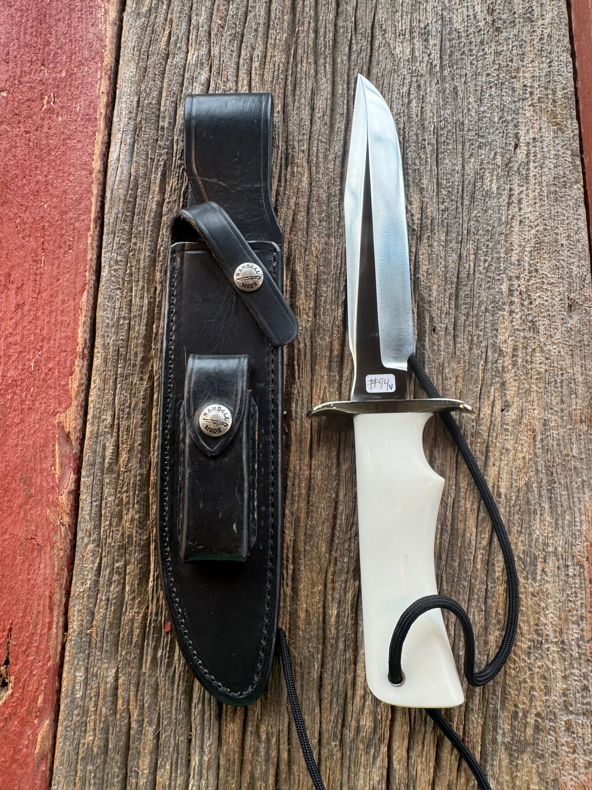 Randall Model 14-7.5 in White Ivorite Nickel Silver Hilt, Stainless steel and Lanyard.