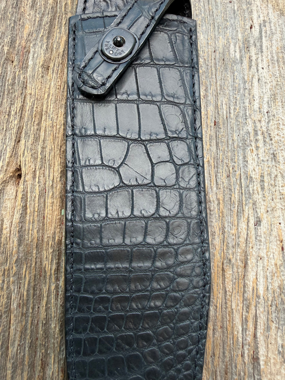 New Randall Model 12-9 Sheath in Exotic Black Matte Crocodile from Treeman with the newest Black Canteen snap. Killer sheath.