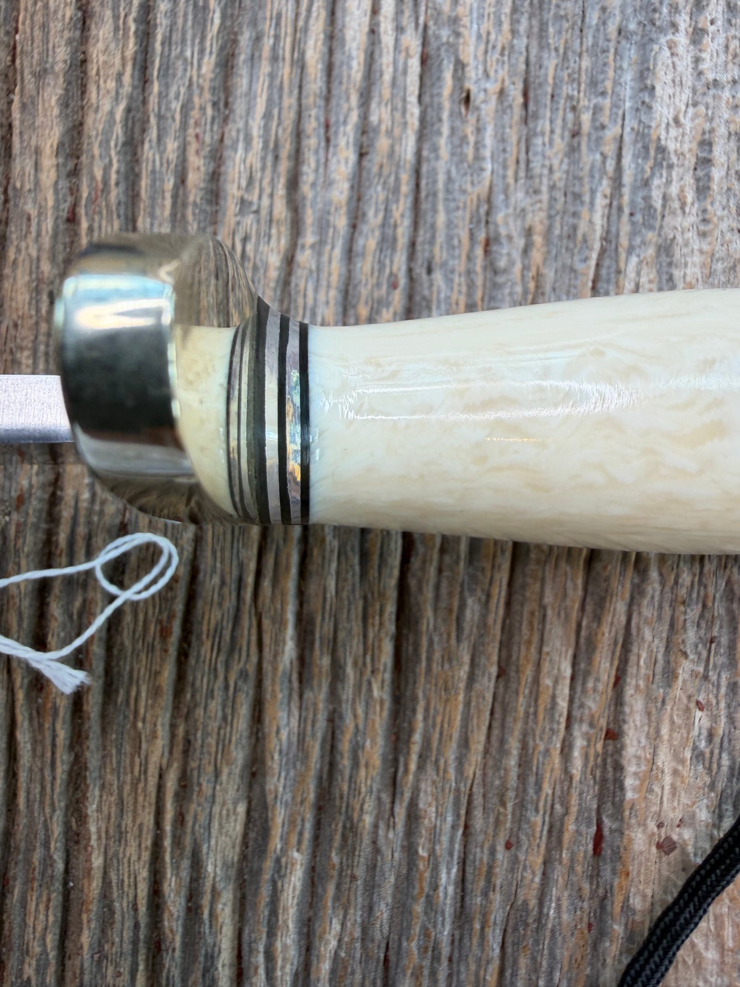 Rare Randall Model 12-9 AI Alternative Ivory etched in the blade, SS NSH + Buttcap Lanyard Wickersham Book noted, Lanyard