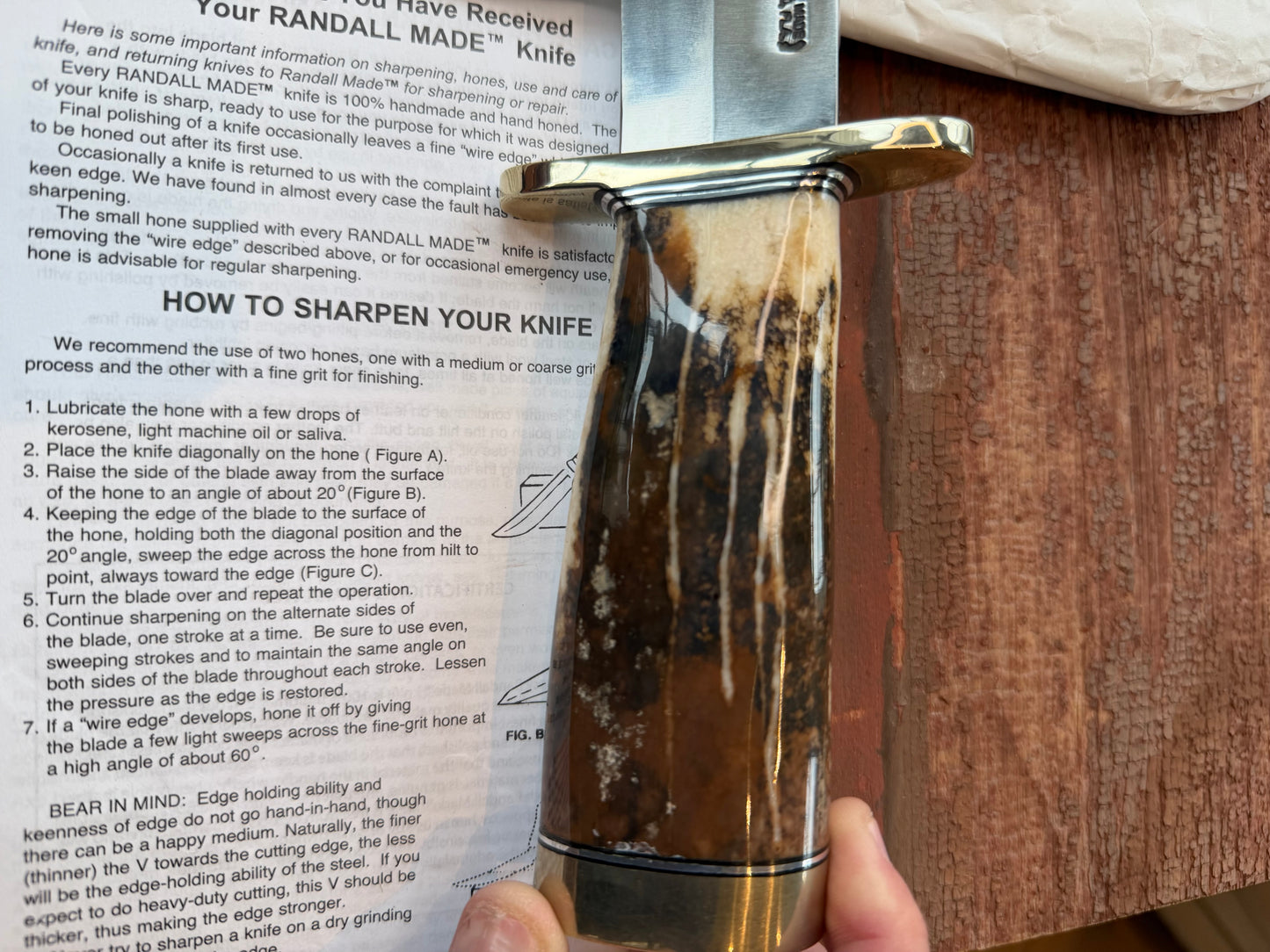 New in Paper Randall Model 12-13 Thorp in a Huge piece of Fossil Walrus Ivory. Nickel Silver Hilt and Butt cap.