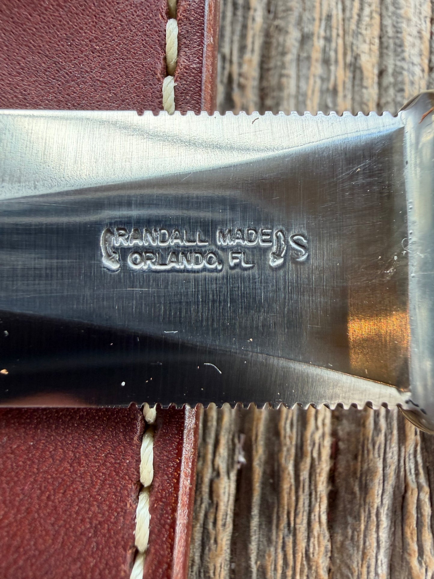 Randall Model “Guardian” 4 Inch in Thuya Wood, Nickel hilt, Stainless, Red White and Blue spacers.