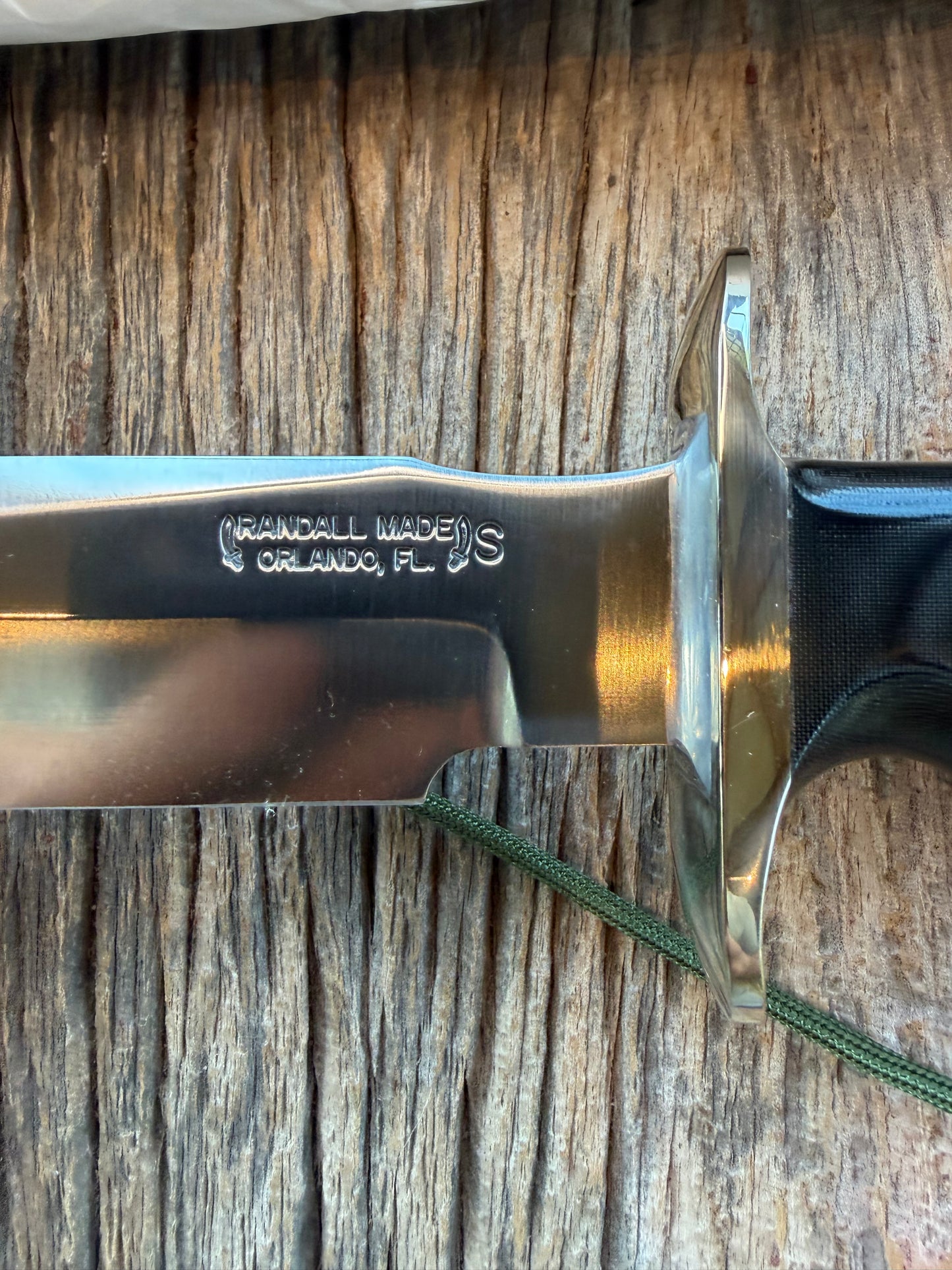 New in Paper Randall Model 16 SP#1 Special fighter with a Black Micarta handle. SS blade, Nickel silver hilt. Lanyard. Brown leather sheath.