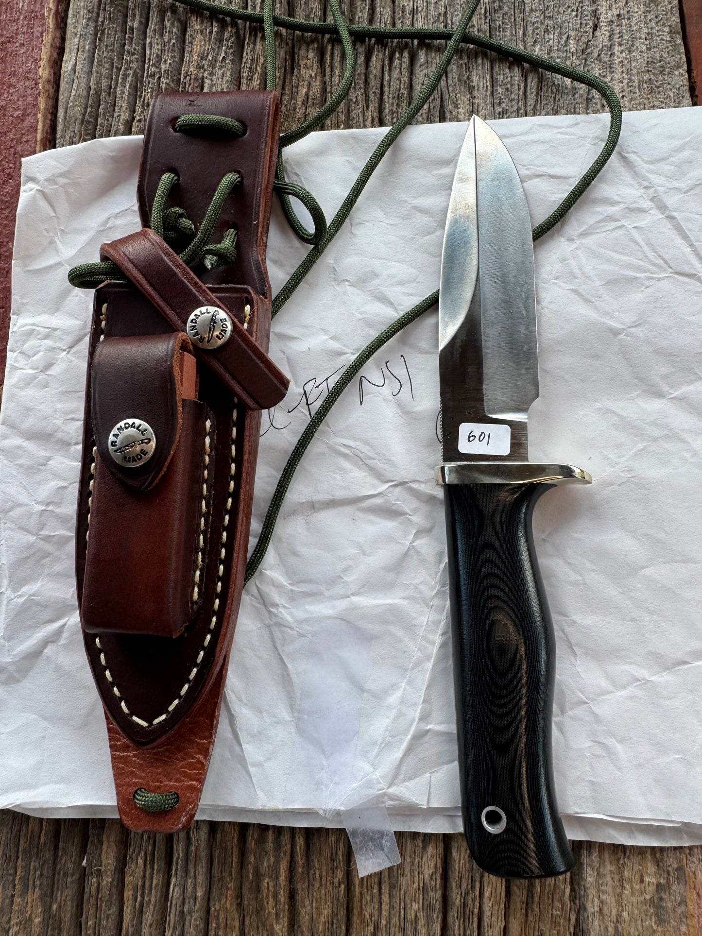 New in Paper Randall Knife Model Combat Companion Black Micarta Handle Stainless Steel, NSH , Lanyard