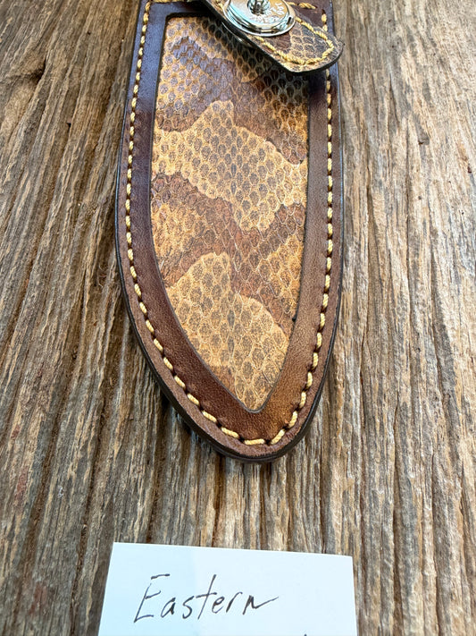 Randall Model 11-5 Sheath in Exotic Eastern Copperhead from Treeman Sheaths. Stunning colors and pattern.