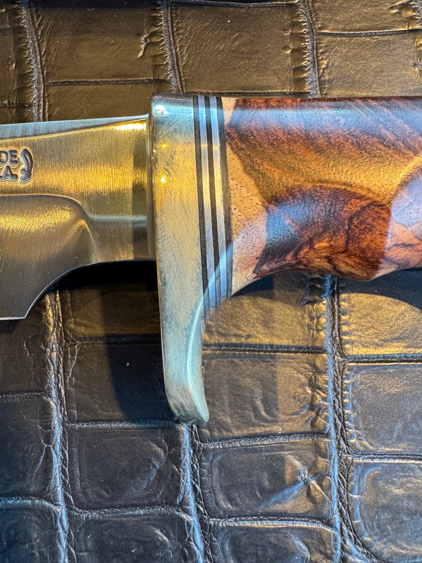 New Randall Knife 4-7 Nickel Silver Hilt Honduran Rosewood Burl Carbon Steel