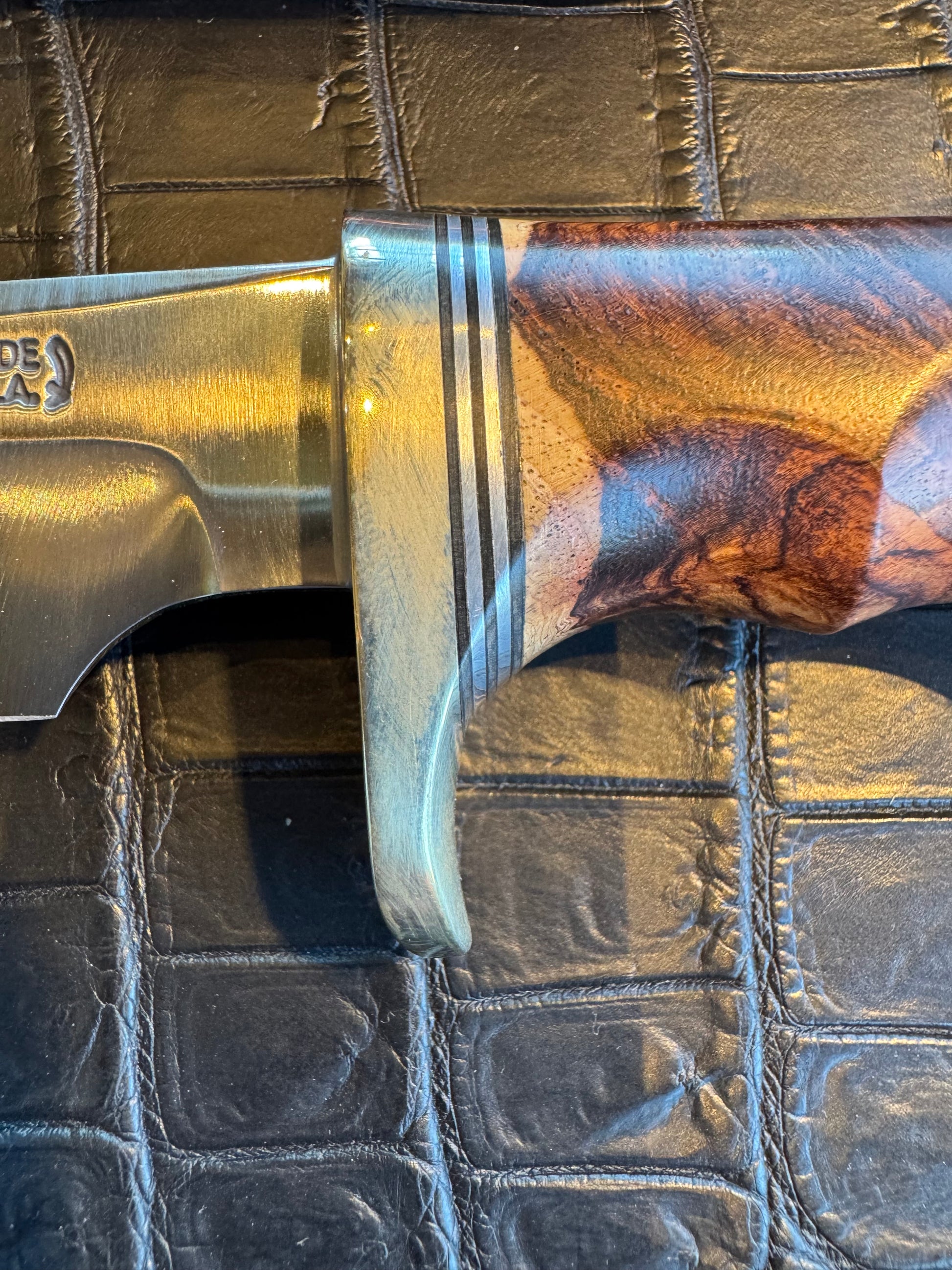 New Randall Knife 4-7 Nickel Silver Hilt Honduran Rosewood Burl Carbon Steel