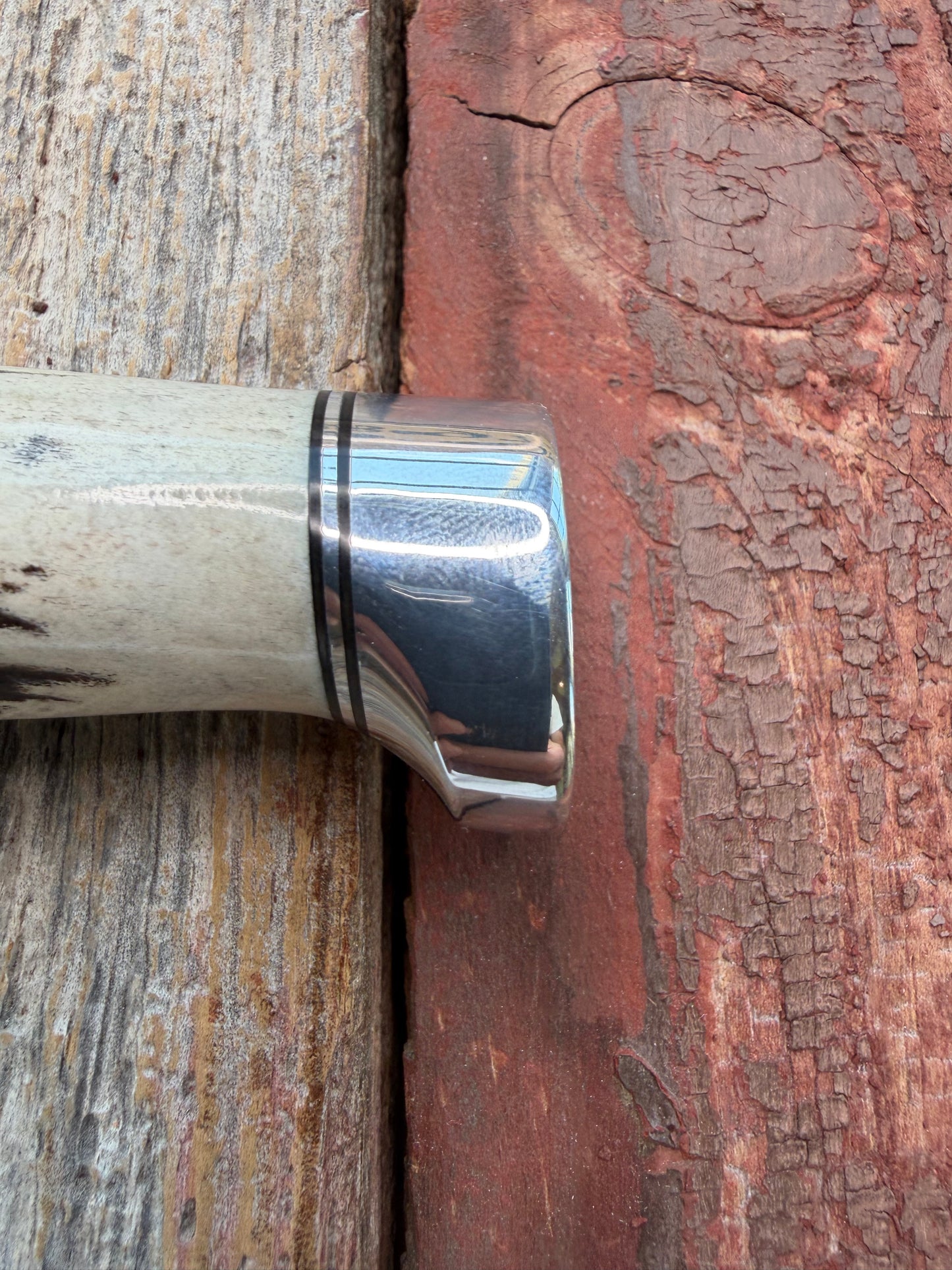 New Randall Made Knife Model Denmark Special Stainless Nickel Hilt, Aluminum crows beak butt cap.