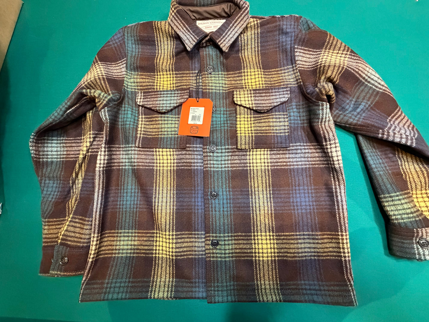 Filson Mackinaw Wool Jac Shirt New Black Coffee Large Heavy 24oz Wool USA Made