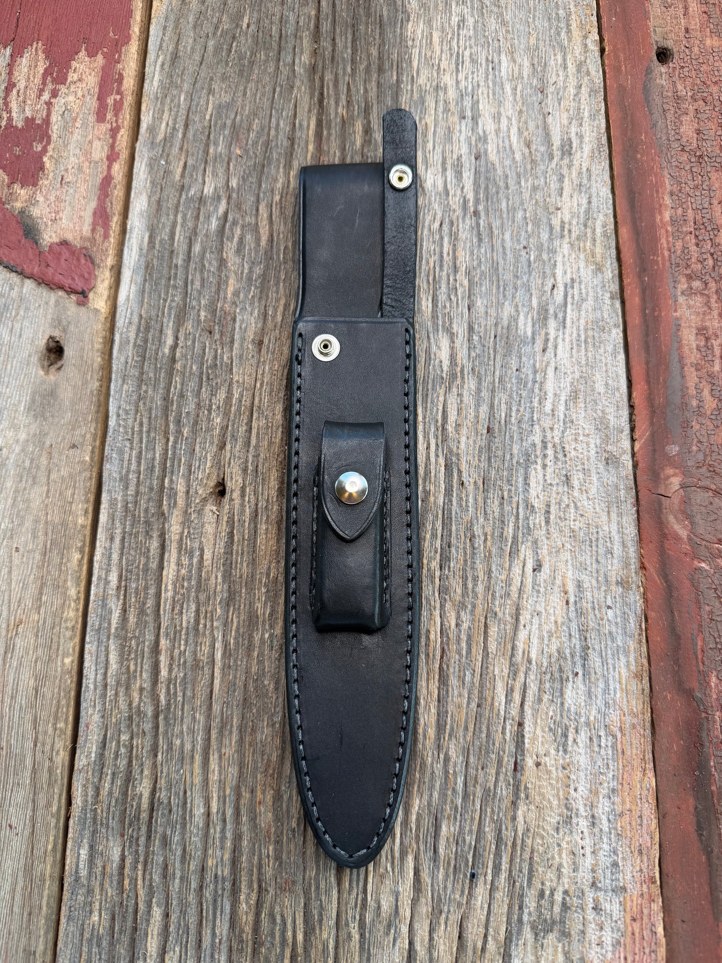 New Randall Sullivans by Gutcher Black Leather Knife Sheath Model 2-8 with Sharpening Stone.