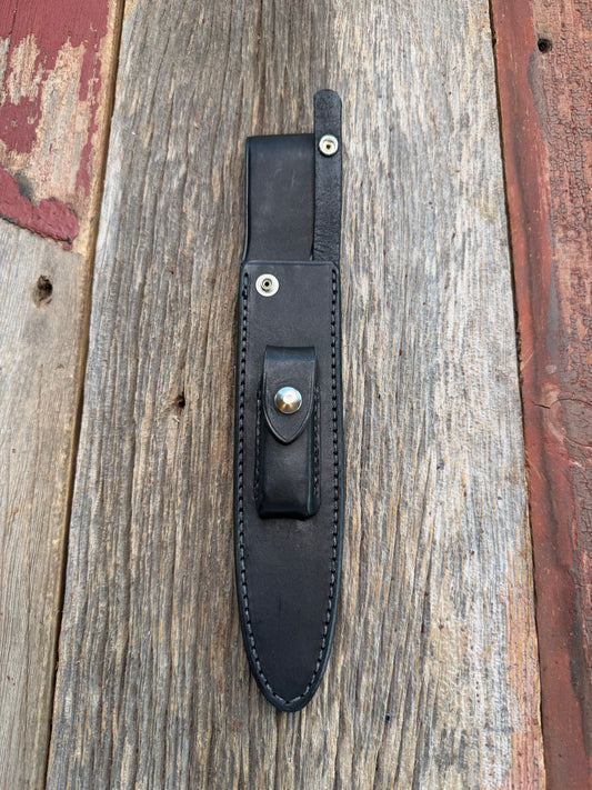 New Randall Sullivans by Gutcher Black Leather Knife Sheath Model 2-8 with Sharpening Stone.