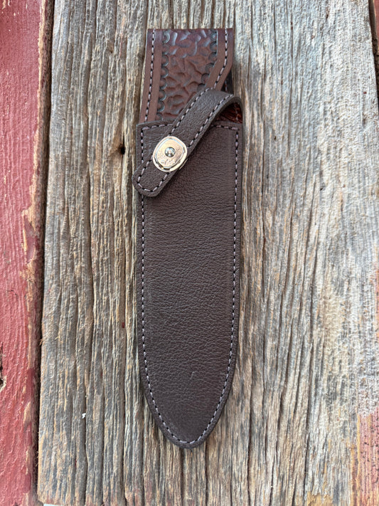 Randall Model Clinton Special Sheath in Exotic Cape Buffalo in Dark Brown Leather from Treeman.