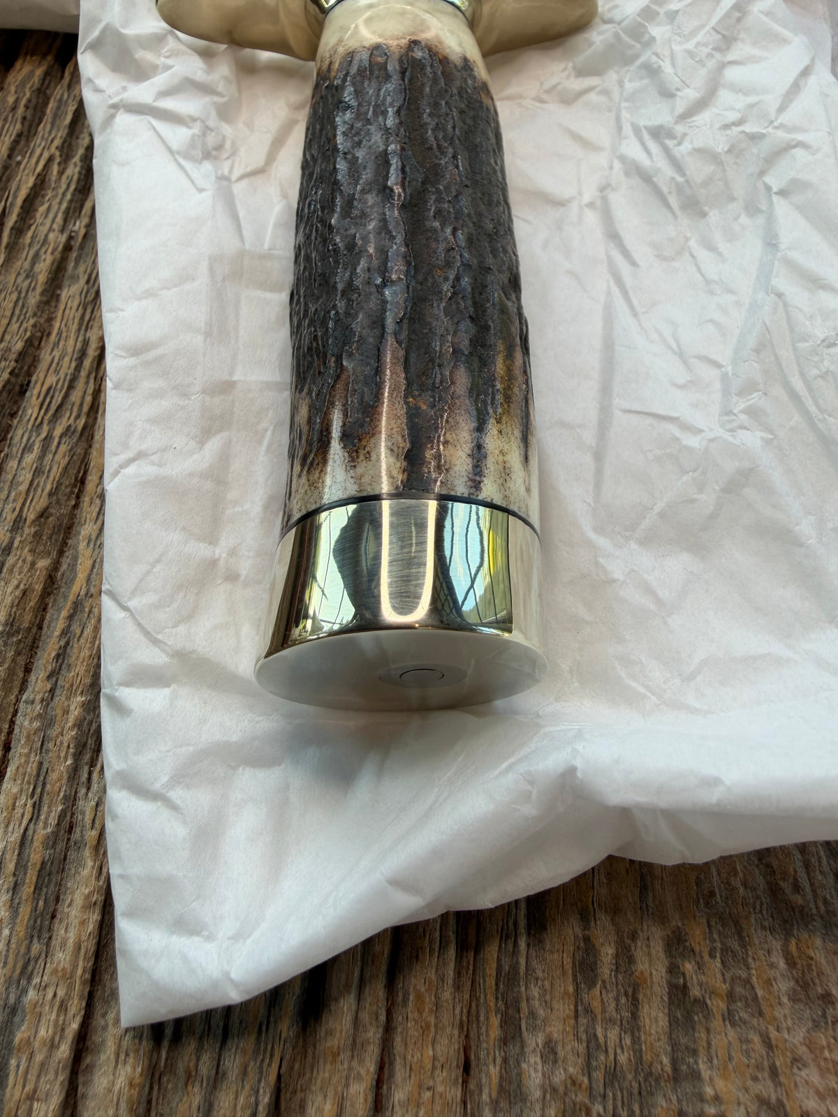 New in Paper Randall Made Knife Model 1-6 Customer supplied Stag Stainless, Nickel silver Hilt and collar and butt cap, loaded!!