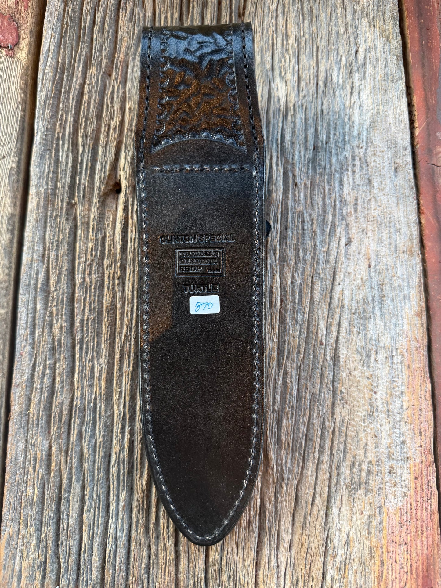 Randall Model Dealer Clinton Special in Exotic Black Snapping Turtle Horned/Dragon Tail Sheath from Treeman. New version with a Black Canteen Snap. My only one.