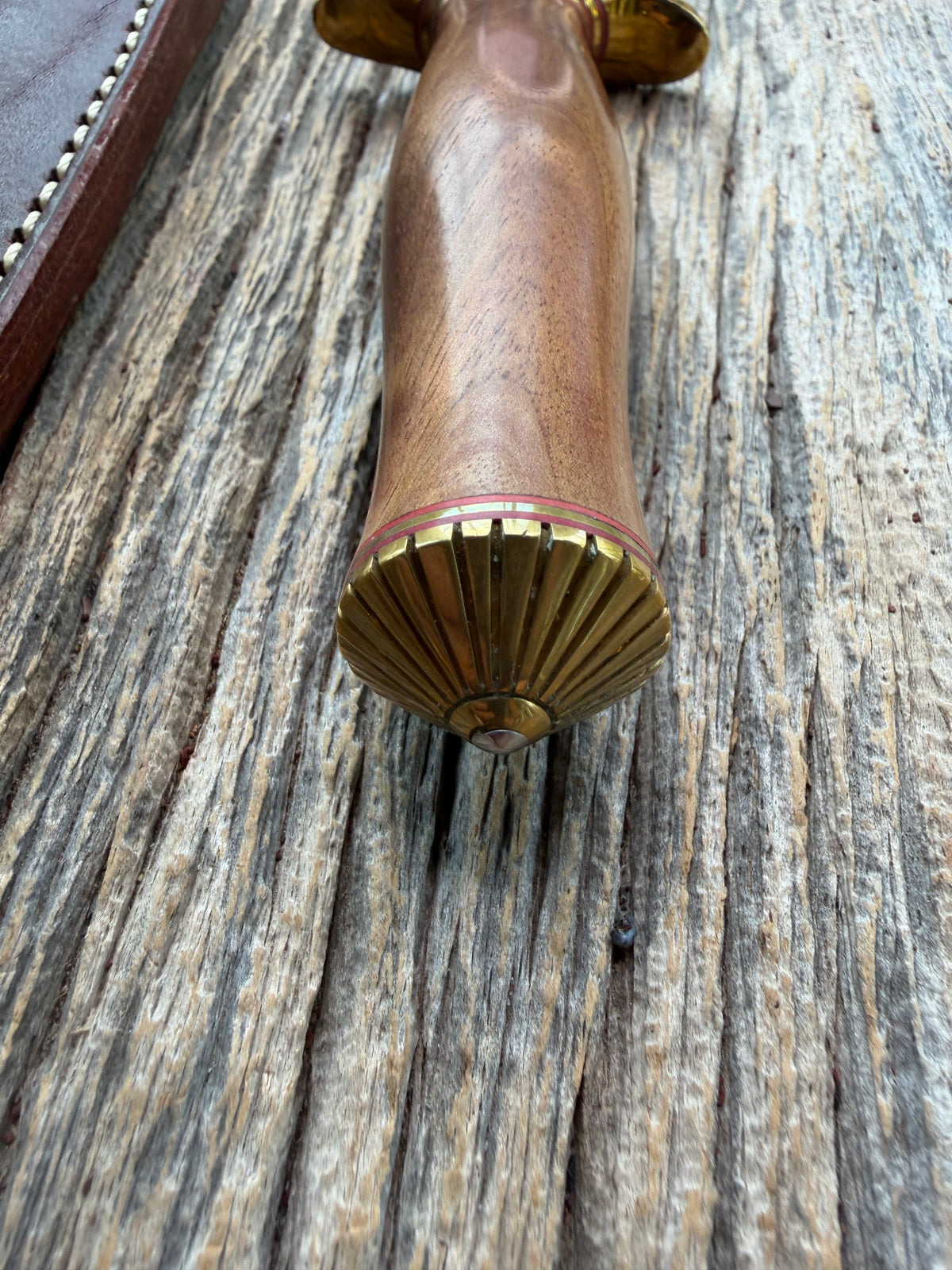 Nice Randall Knife Model 2-5 Brass Hilt, red and gold spacers, coolie Butt cap, Stainless Blade, Walnut Handle