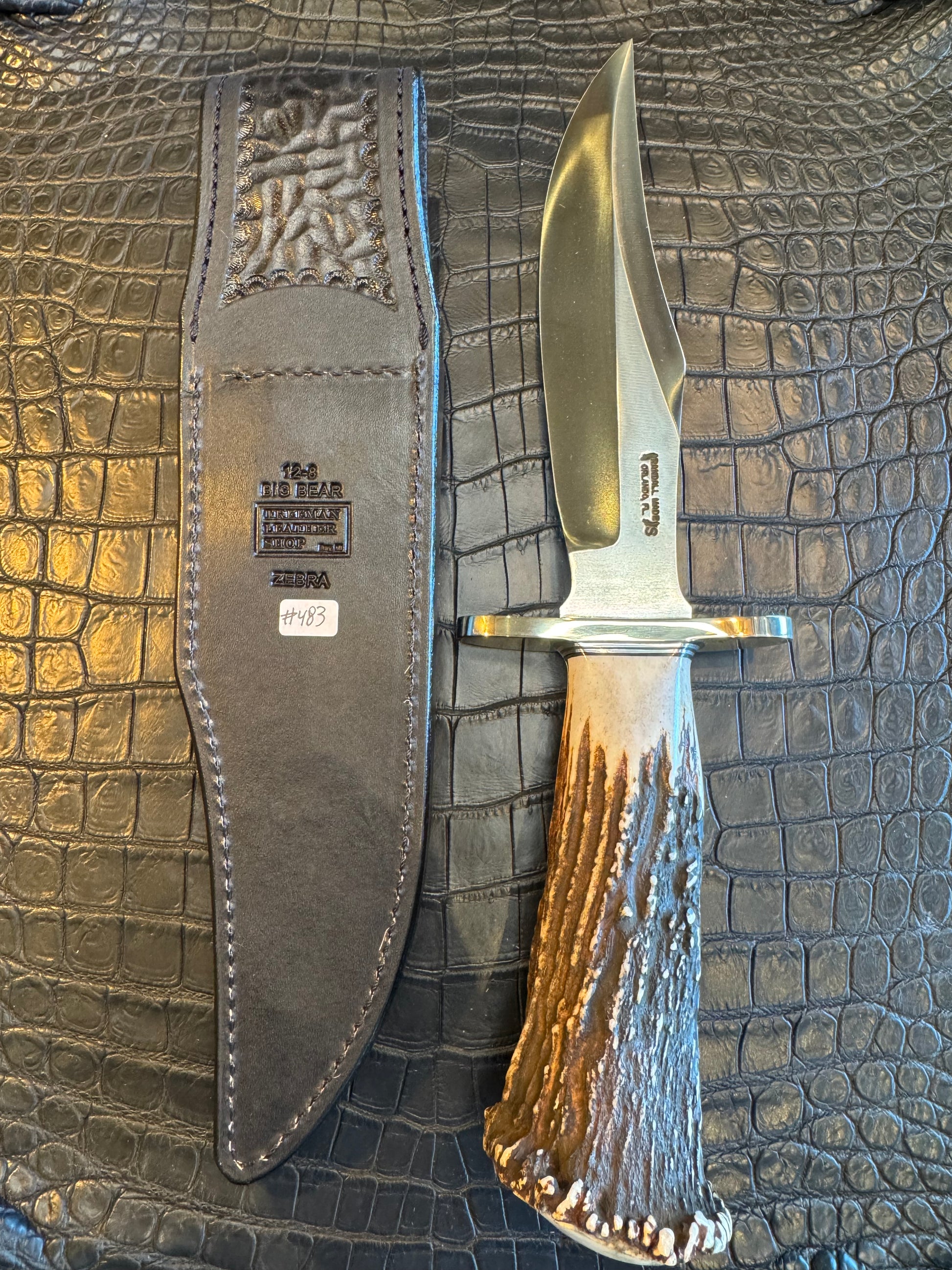 Randall Model 12-8 “Big Bear” Sheath in Exotic Zebra by Treeman. (Sheath only)