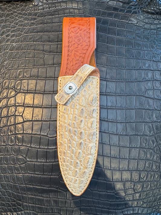 Randall Model Clinton Special TC Exotic Sheath in Ivory Crocodile by Treeman.