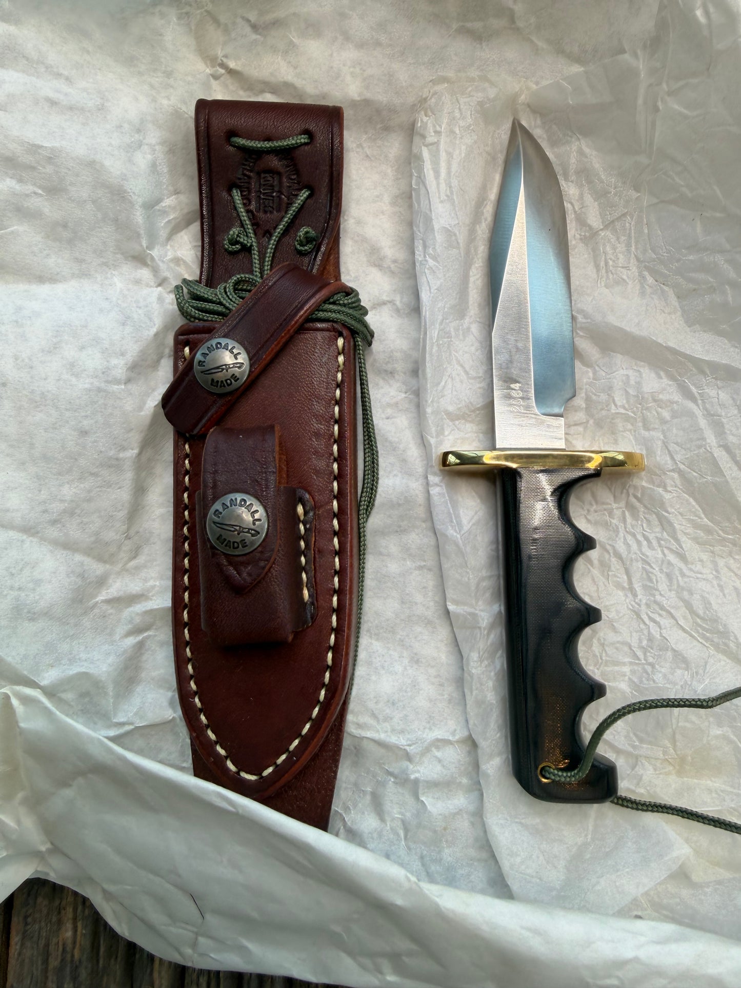 New Paper Randall Made Knife Mini Model 14 Attack Knife Black Micarta SN # 2064