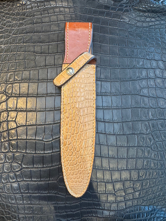 Randall Model 2-7 Sheath in Exotic Ivory Crocodile Skin Custom Made at Sullivan’s by Gutcher.