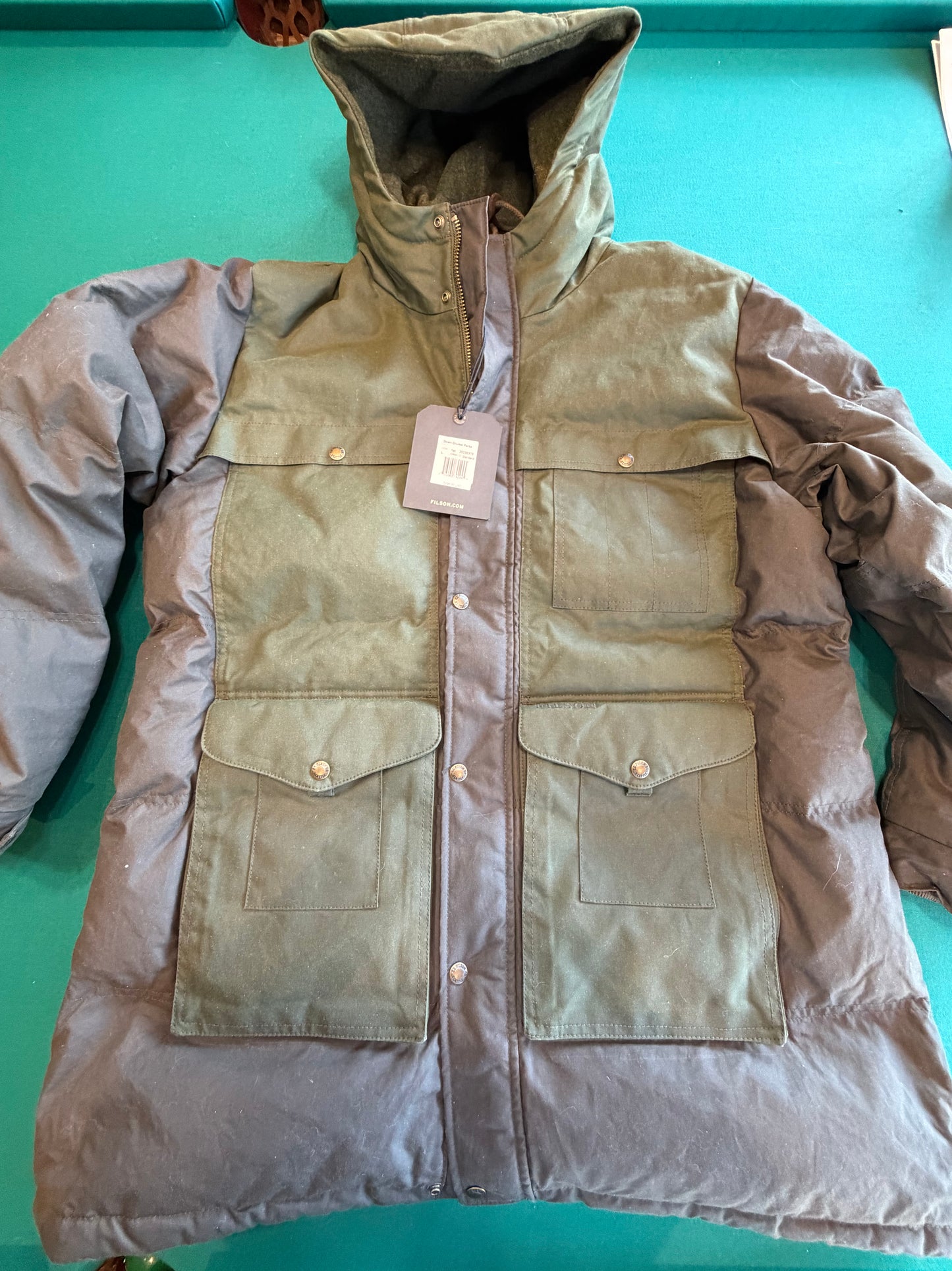 Filson Down Cruiser Parka Otter Green Large 650 Down Sold Out Mens New with Tags