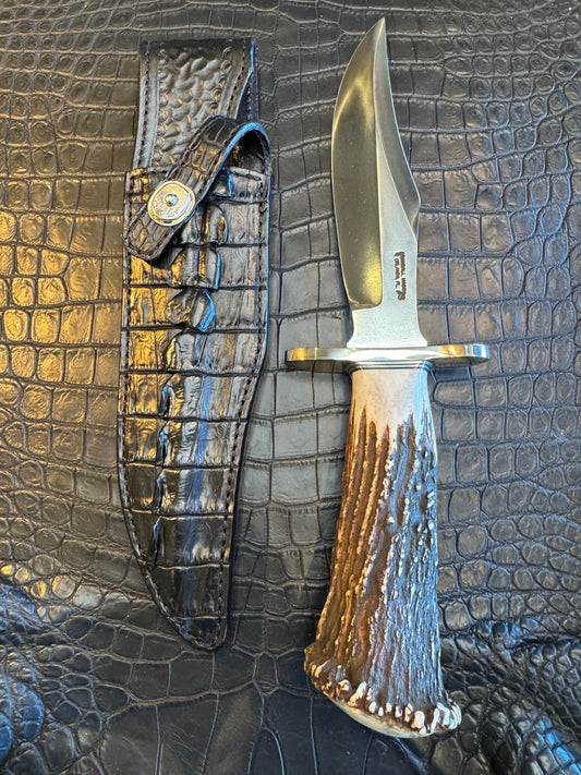 Randall Model 12-8 “Big Bear” Sheath in Exotic Black Hornback Crocodile Tail by Treeman. (Sheath only)