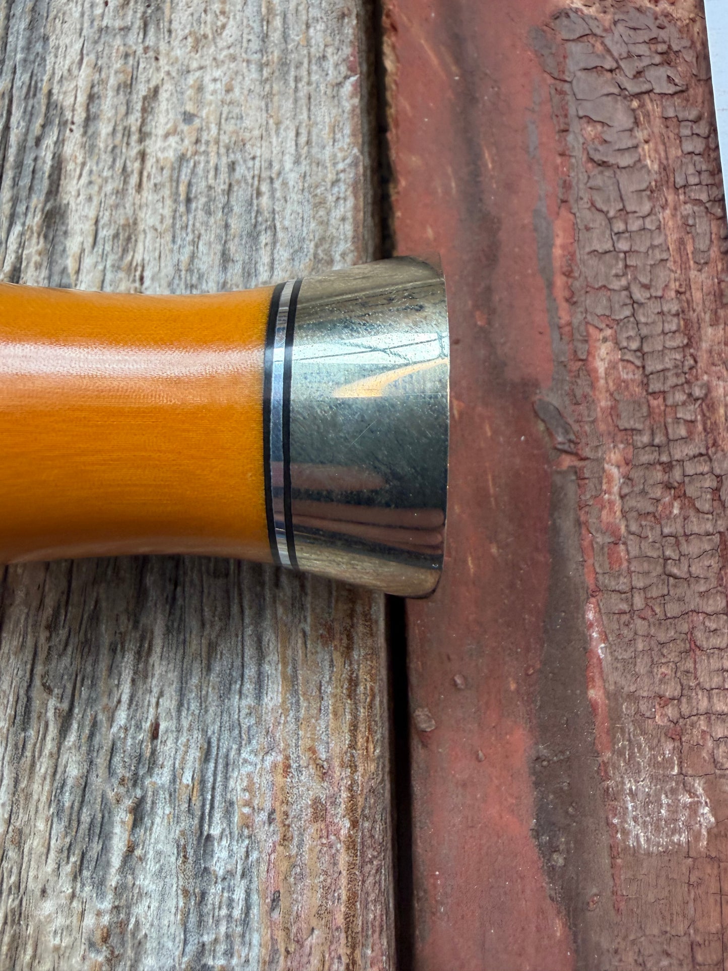 Randall Clinton Dealer Special Gold Micarta, Stainless Steel, Zebra Treeman Sheath, NSH and buttcap.