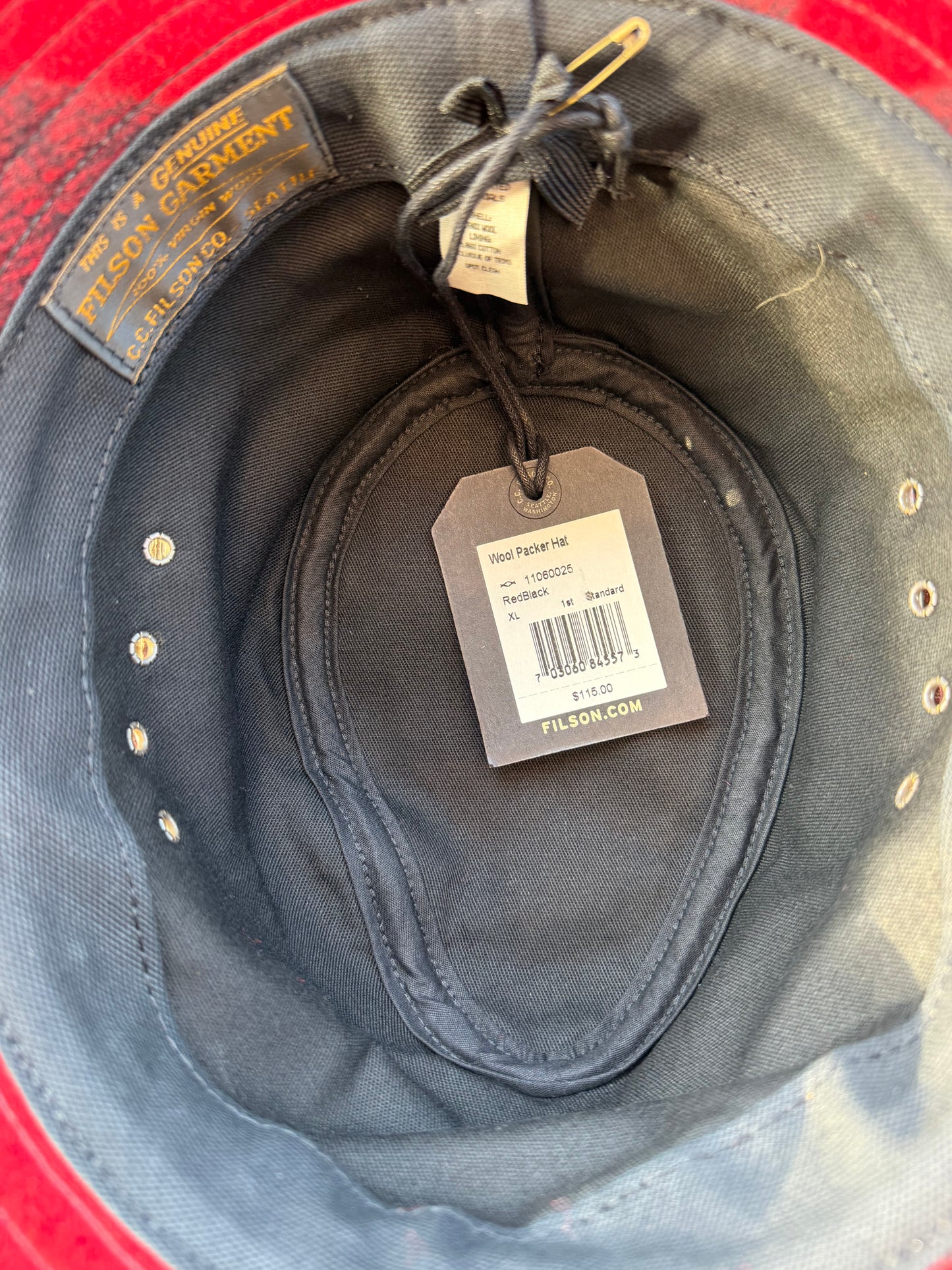 Filson Wool Packer Hat XL Red/Black Buffalo Mens NEW Fedora Made USA