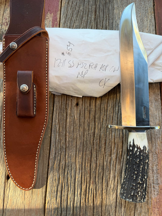 New in Paper Randall Model 12-11 Smithsonian “Smitty” in a Huge piece of Popcorn Stag. Nickel Silver Hilt and Butt cap