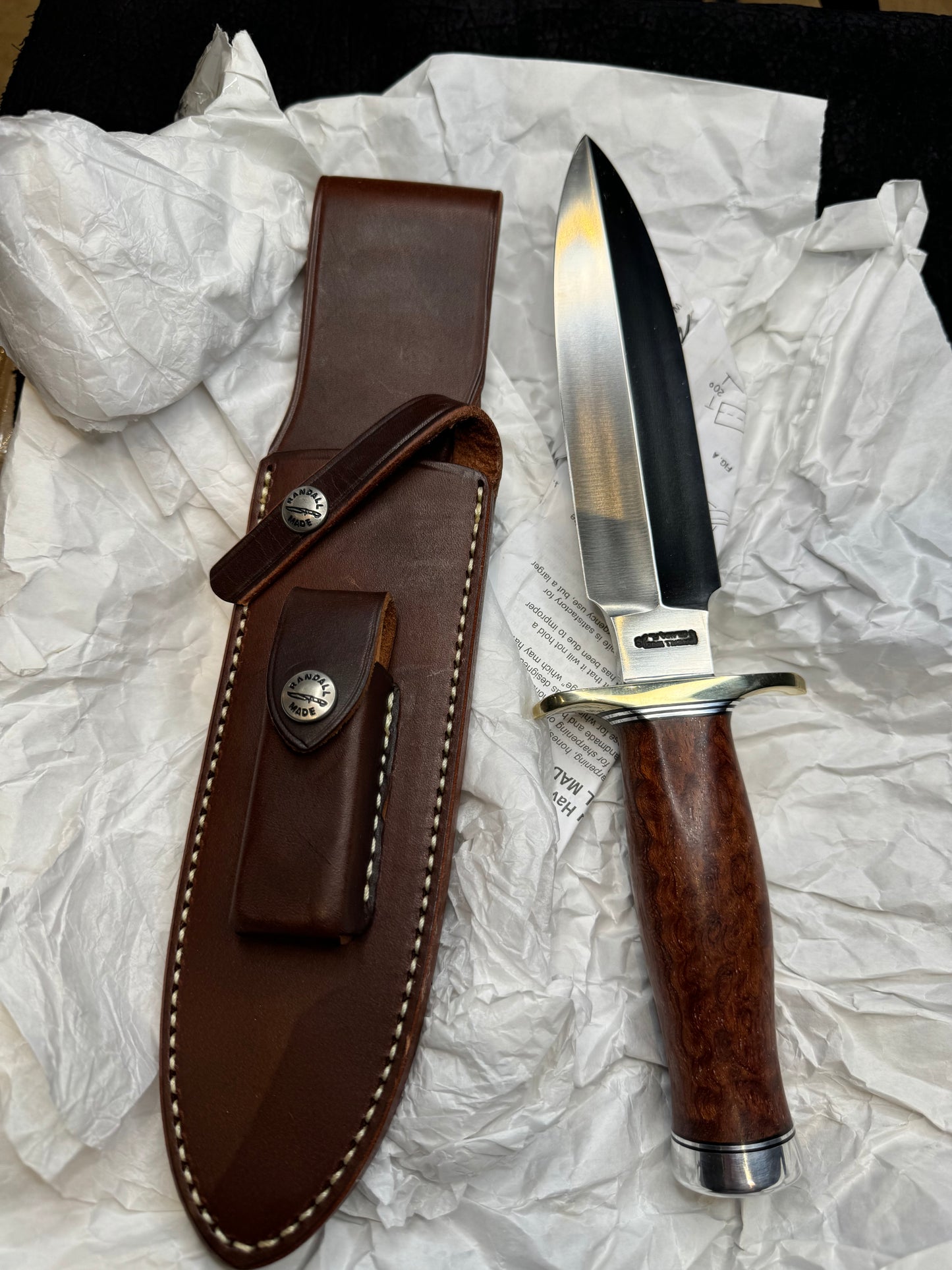 New Randall Knife Clinton Special TC Nickel Silver Hilt Rosewood Stainless Blade